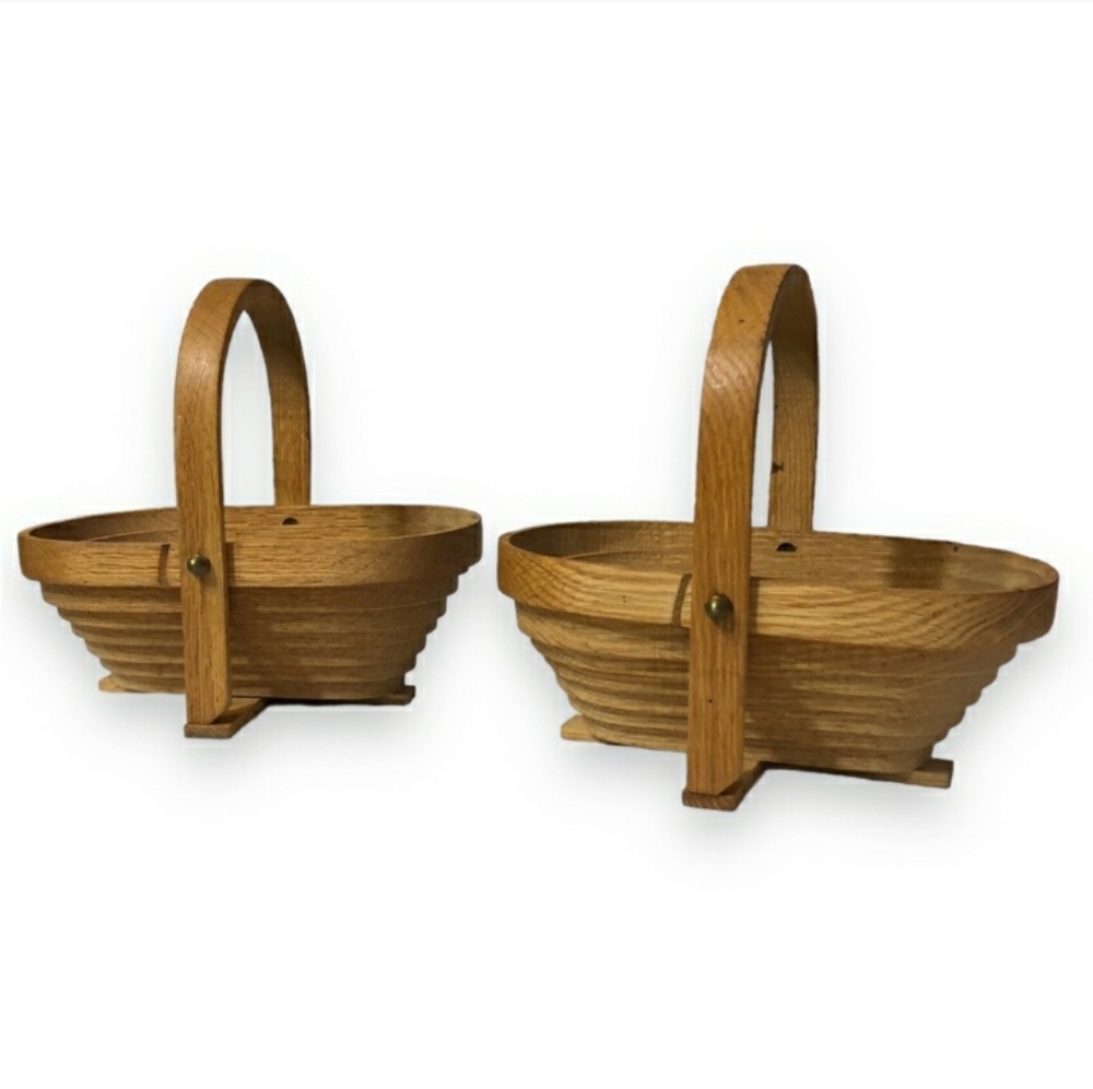 DEEP SPRING STUDIO Handmade Wooden Collapsible Baskets Set of Two